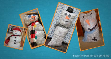 Trash Bag Snowmen - Make an indoor snowman with garbage bags